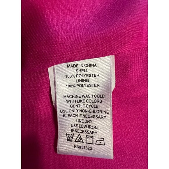 CeCe Shift Dress 10 Pink Long Ruffle Sleeve Faux Silk Career Church Washable - Picture 12 of 12